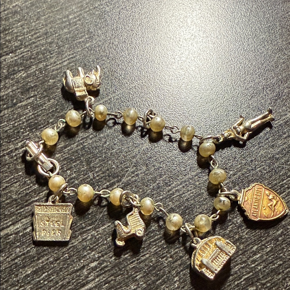 Vintage American Bracelet Gold and Silver Charm pearls & charms 60’s